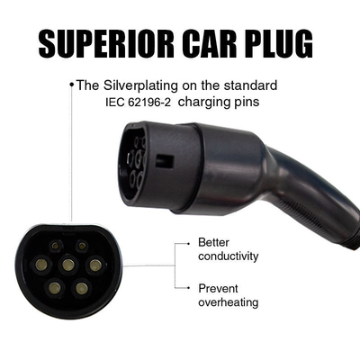 UL94-V0 फ्लेम क्लास 16A-32A प्रकार 1 से प्रकार 2 इलेक्ट्रिक वाहनों के लिए EV चार्जिंग केबल