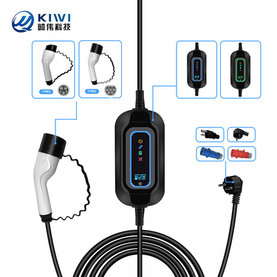 इलेक्ट्रिक कार चार्जिंग स्टेशन के लिए 220V KIWI 3.5KW पोर्टेबल EV चार्जर प्रकार 2 16A J1772