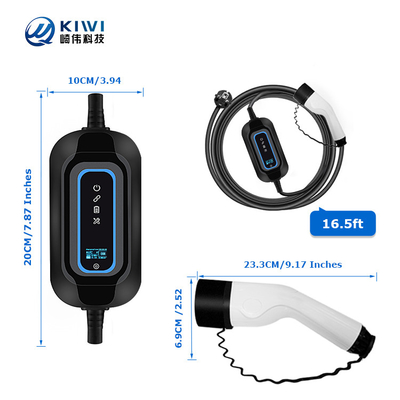 इलेक्ट्रिक कार चार्जिंग स्टेशन के लिए 220V KIWI 3.5KW पोर्टेबल EV चार्जर प्रकार 2 16A J1772