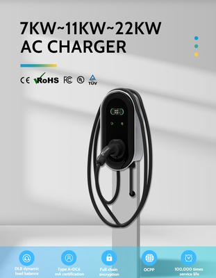 KIWI एलसीडी मिनी Opcc 220V टाइप 2 चार्जिंग स्टेशन 7kW CCS EV चार्जर इलेक्ट्रिक कारों के लिए