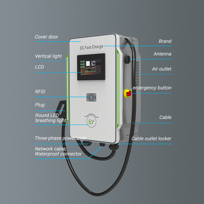 डीसी वॉलबॉक्स चार्जर 30kW 40kW कार CCS 40A फास्ट EV चार्जर 600V ग्रिड आवृत्ति 50Hz
